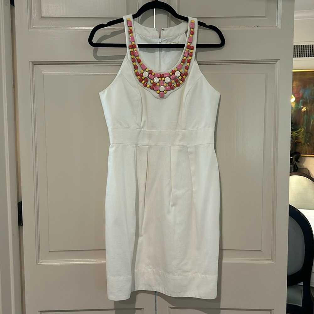 White Shoshanna Beaded Cocktail Dress